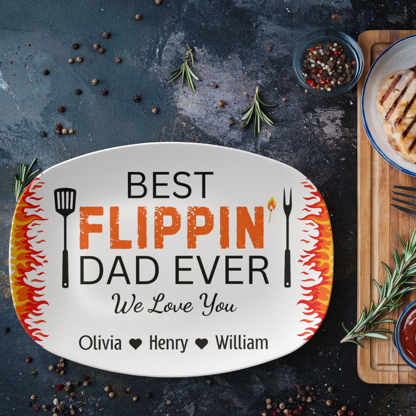 Best Flippin' Dad Personalized BBQ Platter