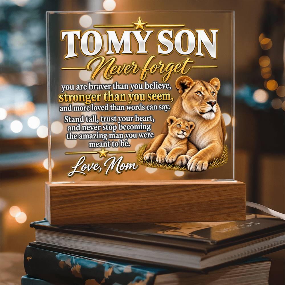 Lion Family Acrylic Plaque for Son from Mom