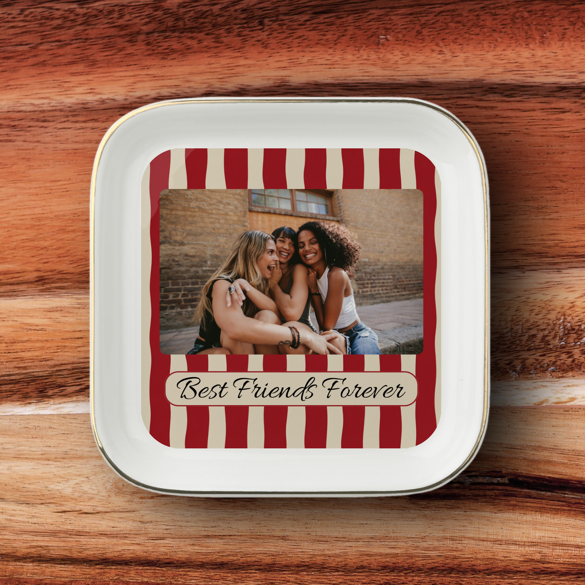 Personalized Best Friends Forever Photo Jewelry Dish