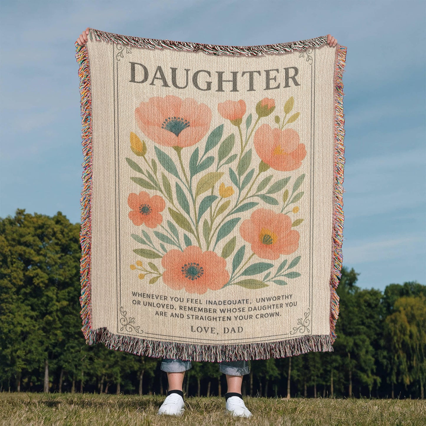 Daughter Love Dad | Heirloom Artwork Woven Blanket