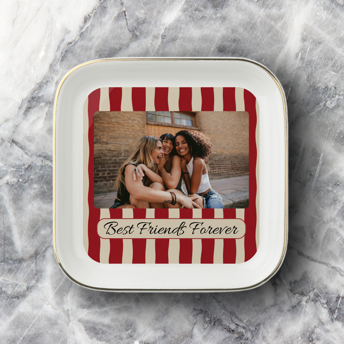 Personalized Best Friends Forever Photo Jewelry Dish