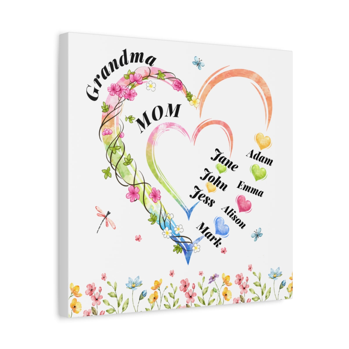 Personalized Grandma Mom Canvas Gift with Kids Names