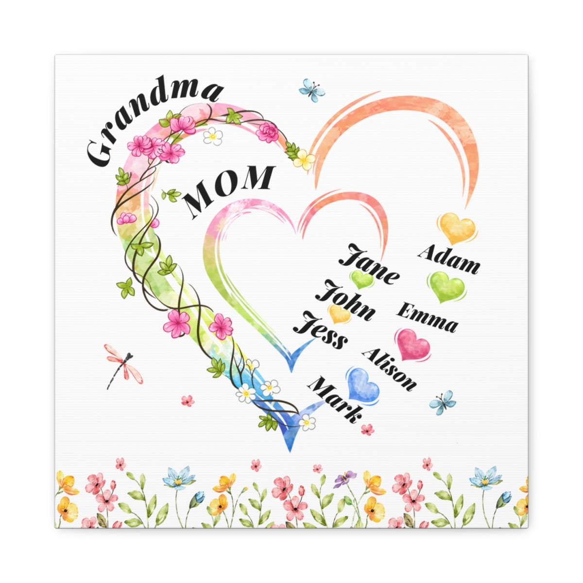 Personalized Grandma Mom Canvas Gift with Kids Names