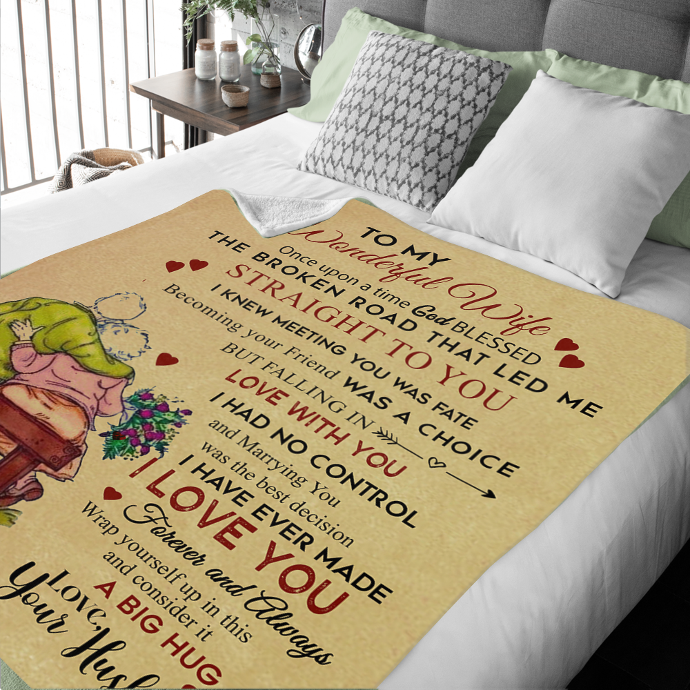 To My Wonderful Wife - Once Upon a Time Premium Mink Sherpa Blanket 50x60