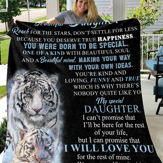 To My Beautiful Daughter - Reach for The Stars Premium Mink Sherpa Blanket 50x60