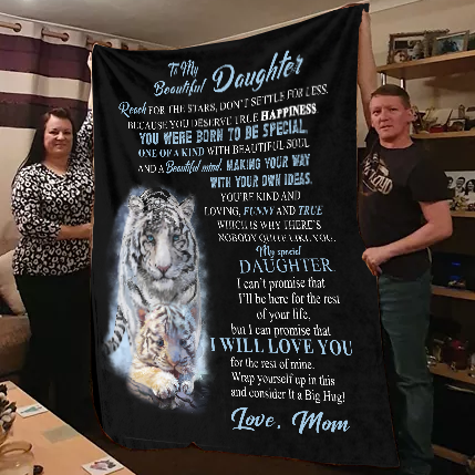 To My Beautiful Daughter - Reach for The Stars Premium Mink Sherpa Blanket 50x60