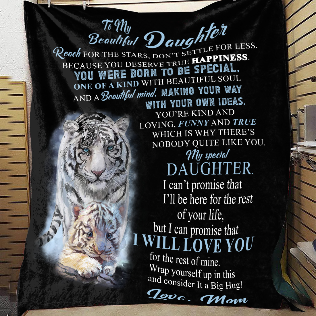 To My Beautiful Daughter - Reach for The Stars Premium Mink Sherpa Blanket 50x60