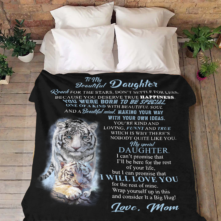 To My Beautiful Daughter - Reach for The Stars Premium Mink Sherpa Blanket 50x60