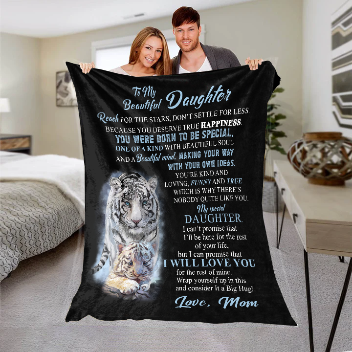 To My Beautiful Daughter - Reach for The Stars Premium Mink Sherpa Blanket 50x60