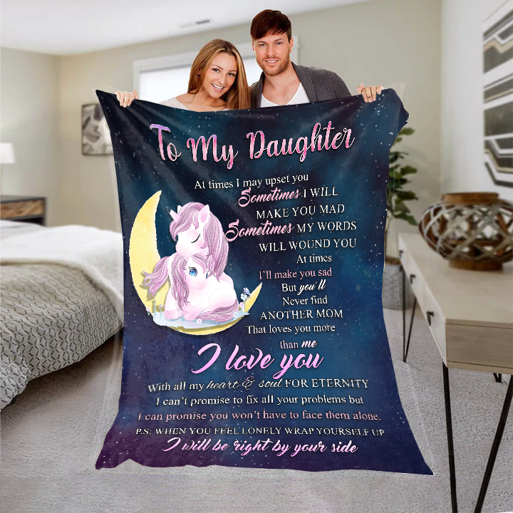 To My Daughter - I Love You Premium Mink Sherpa Blanket