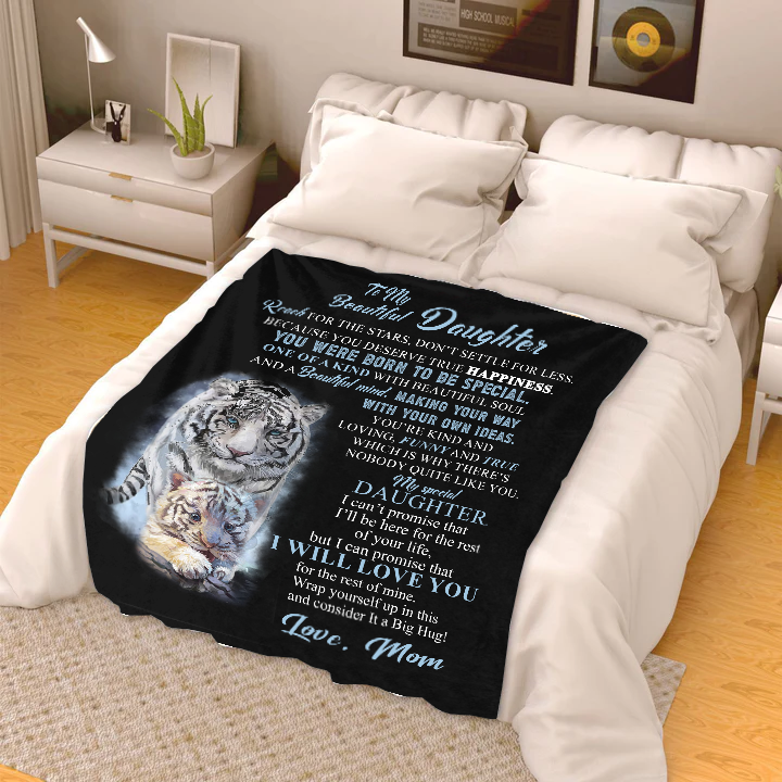 To My Beautiful Daughter - Reach for The Stars Premium Mink Sherpa Blanket 50x60