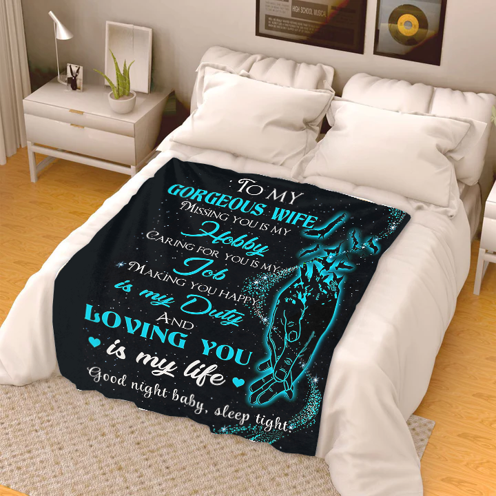 To My Gorgeous Wife - Loving You Premium Mink Sherpa Blanket 50x60