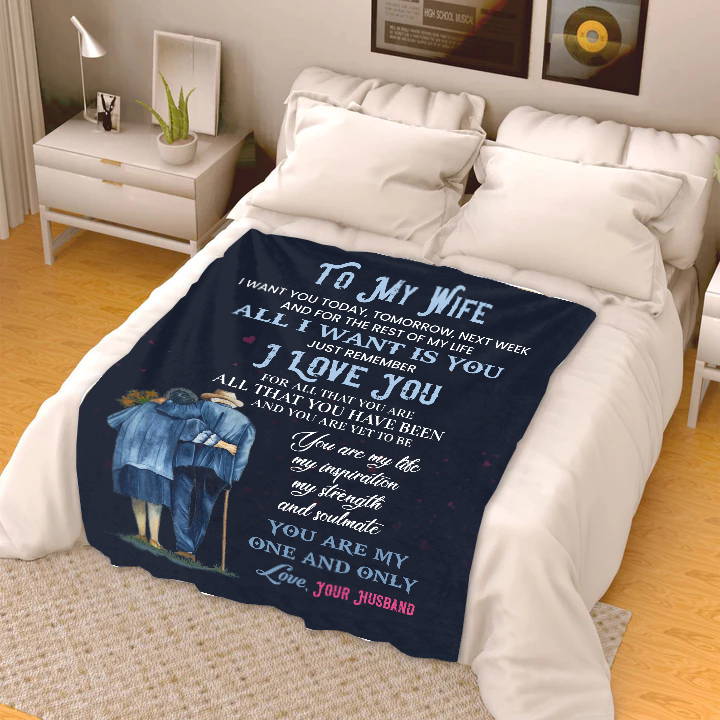To My Wife - I Want You Today Premium Mink Sherpa Blanket