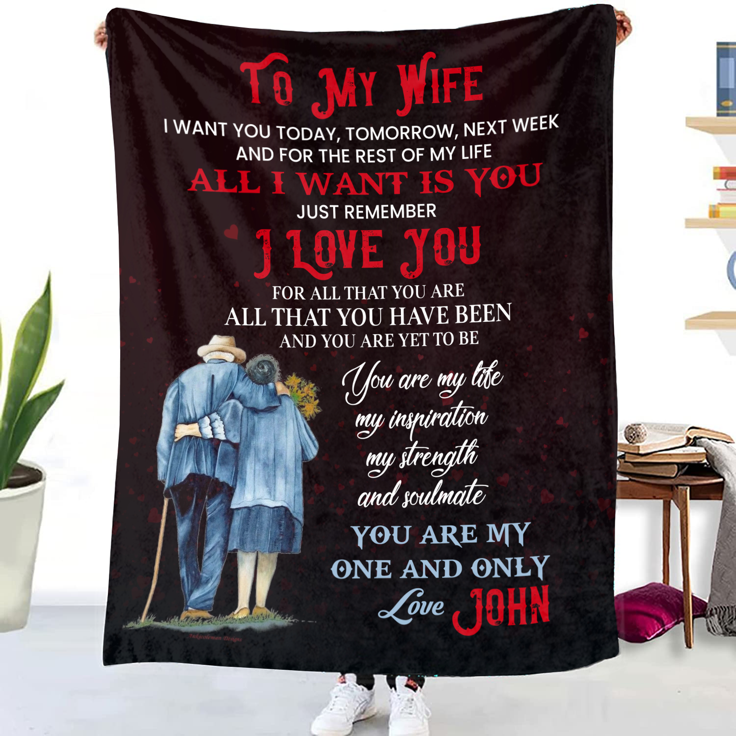 To my Wife - I Want You Personalized Premium Mink Sherpa Blanket 50x60