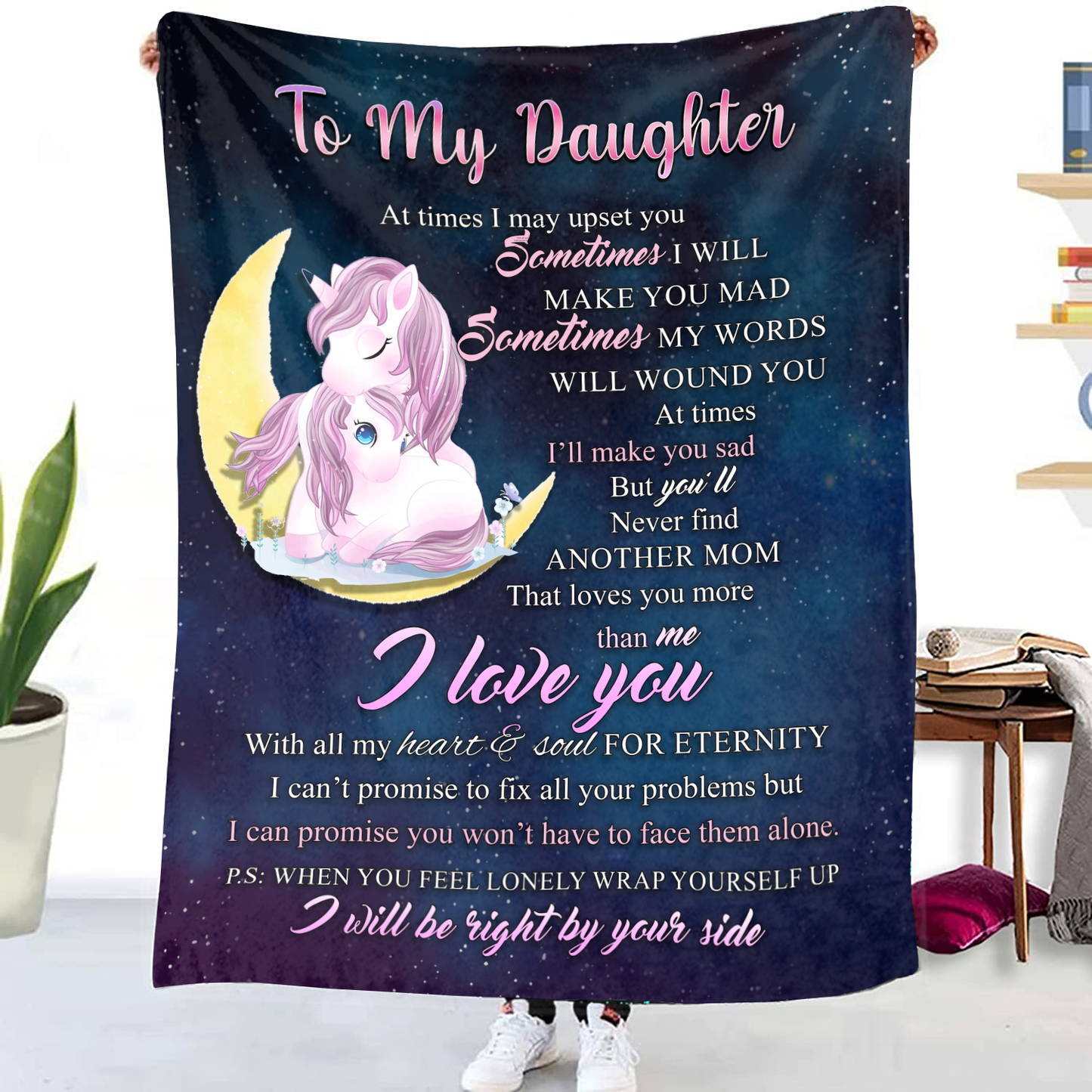 To My Daughter - I Love You Premium Mink Sherpa Blanket