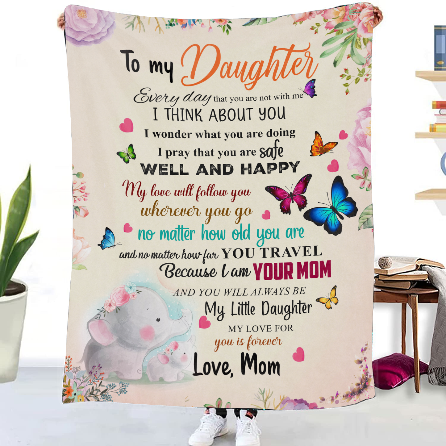 To My Daughter - I Think About You Premium Mink Sherpa Blanket