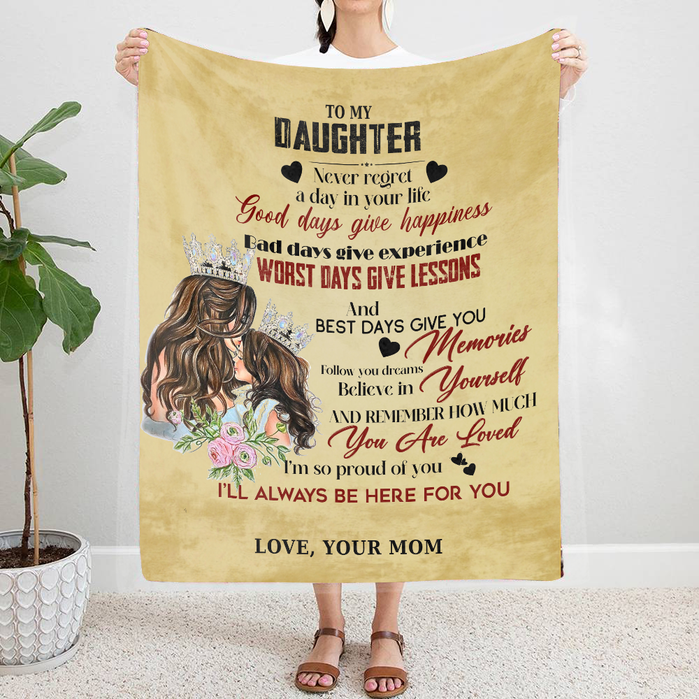 To My Daughter - Never Regret Premium Mink Sherpa Blanket 50x60