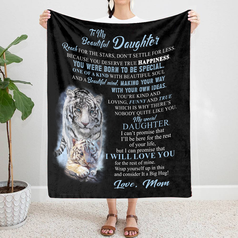 To My Beautiful Daughter - Reach for The Stars Premium Mink Sherpa Blanket 50x60