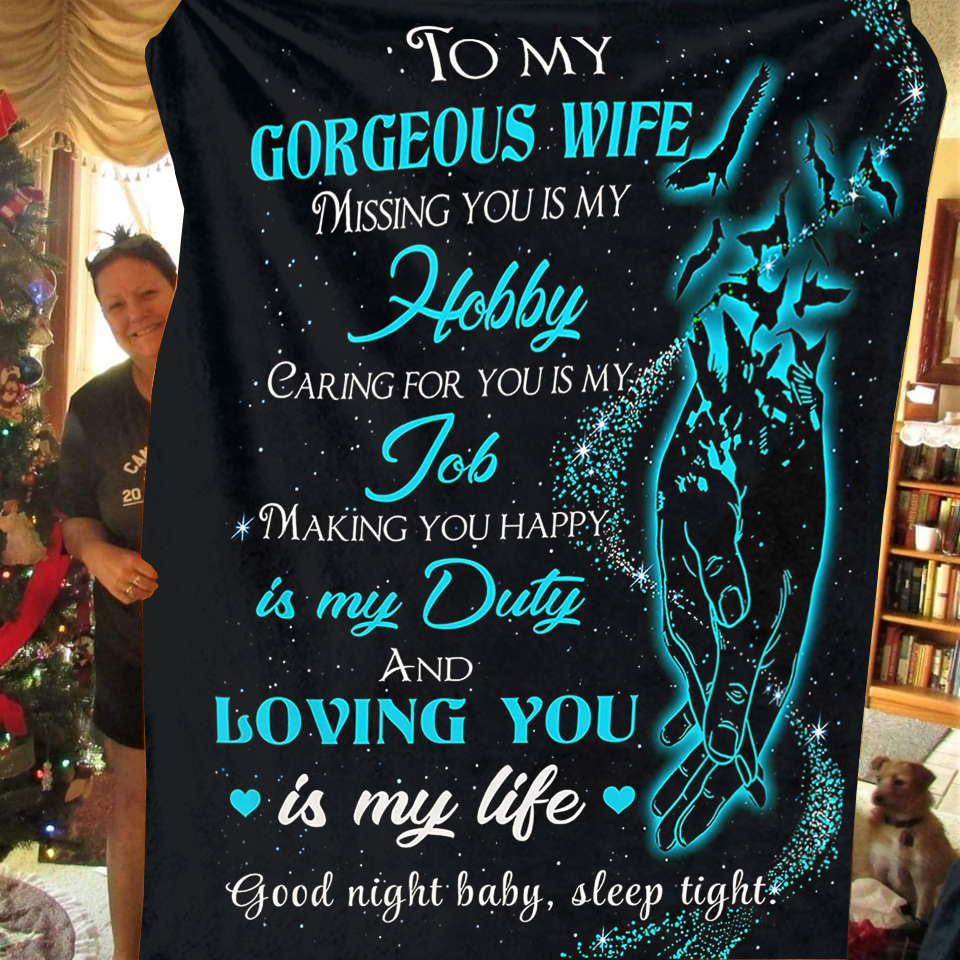 To My Gorgeous Wife - Loving You Premium Mink Sherpa Blanket 50x60