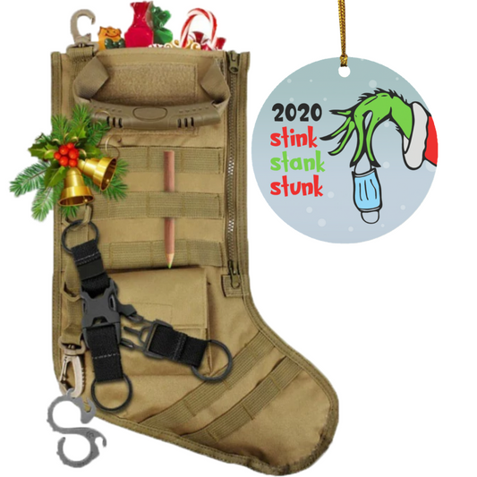 Tactical Xmas Stocking - Family Xmas Stockings with Grinch 2020 Stink Stank Stunk Ornament