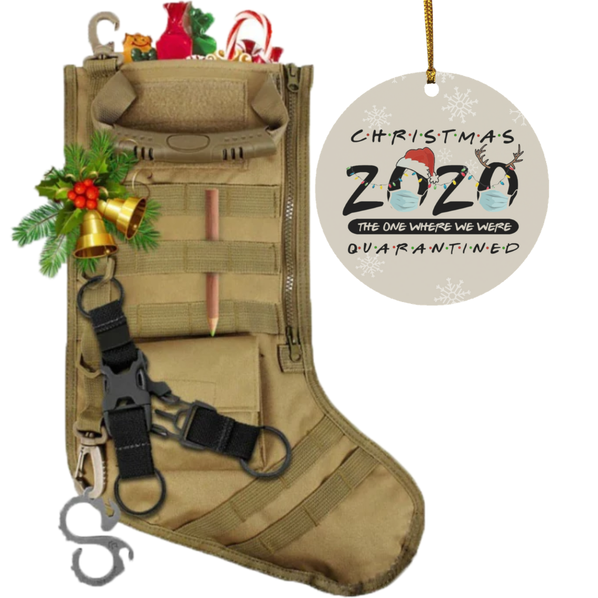 Tactical Xmas Stocking - Family Xmas Stockings with Christmas 2020 The One Where We Were Quarantined Ornament