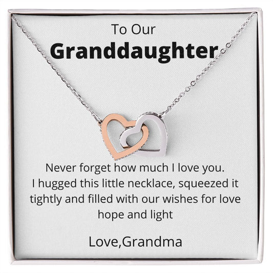 To My Granddaughter Necklace | Interlocking Hearts