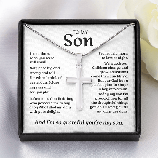 To My Son | I'm Grateful My Son From Mom Cross Necklace ✝💓